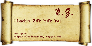 Mladin Zétény névjegykártya